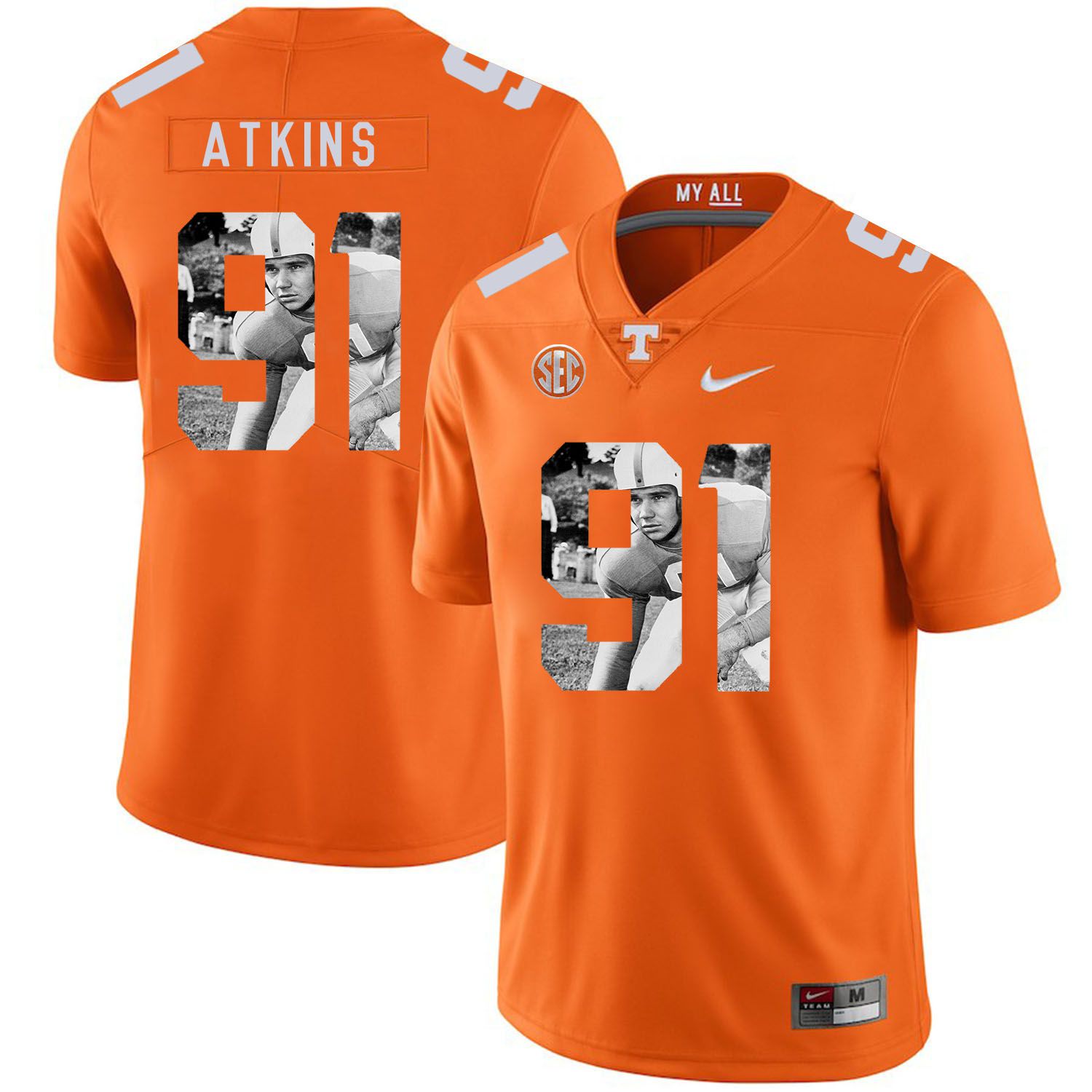 Men Tennessee Volunteers #91 Atkins Orange Fashion Edition Customized NCAA Jerseys
